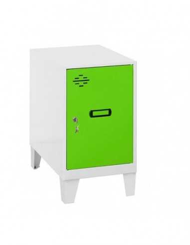 Armario Taquilla SIMON LOCKER Monobloque Mini 475x300x500 + pies Blanco/Verde | Taquilla metálica SimonLocker para vestuarios y 