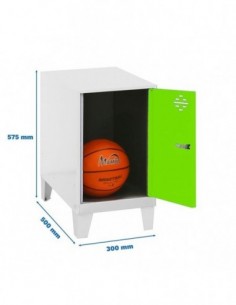 Armario Taquilla SIMON LOCKER Monobloque Mini 475x300x500 + pies Blanco/Verde | Taquilla metálica SimonLocker para vestuarios y 2