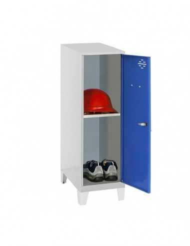 Armario Taquilla SIMON LOCKER Monobloque Mini + BAN. 915x300x500+PIES GR/AZ | Taquilla metálica SimonLocker para vestuarios y of