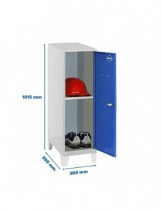 Armario Taquilla SIMON LOCKER Monobloque Mini + BAN. 915x300x500+PIES GR/AZ | Taquilla metálica SimonLocker para vestuarios y of 2
