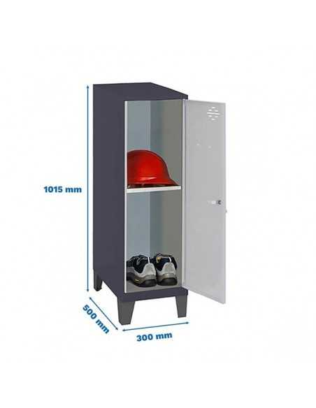 Armario Taquilla SIMON LOCKER Monobloque Mini + BAN. 915x300x500+PIES AN/GR | Taquilla metálica SimonLocker para vestuarios y of