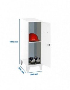 Armario Taquilla SIMON LOCKER Monobloque Mini + BAN. 915x300x500+PIES BL/BL | Taquilla metálica SimonLocker para vestuarios y of 2