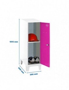 Armario Taquilla SIMON LOCKER Monobloque Mini + BAN. 915x300x500+PIES BL/RO | Taquilla metálica SimonLocker para vestuarios y of 2