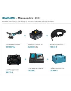 Mini Amoladora MAKITA DGA504 RMJ 125mm 18V Kit Profesional 2