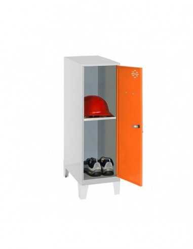 Armario Taquilla SIMON LOCKER Monobloque Mini + BAN. 915x400x500+PIES GR/NA | Taquilla metálica SimonLocker para vestuarios y of