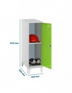 Armario Taquilla SIMON LOCKER Monobloque Mini + BAN. 915x400x500+PIES GR/VE | Taquilla metálica SimonLocker para vestuarios y of 2