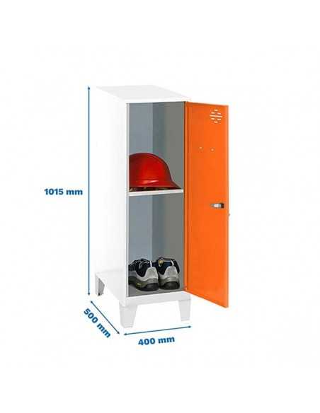 Armario Taquilla SIMON LOCKER Monobloque Mini + BAN. 915x400x500+PIES BL/NA | Taquilla metálica SimonLocker para vestuarios y of