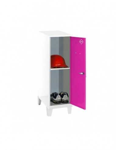 Armario Taquilla SIMON LOCKER Monobloque Mini + BAN. 915x400x500+PIES BL/RO | Taquilla metálica SimonLocker para vestuarios y of