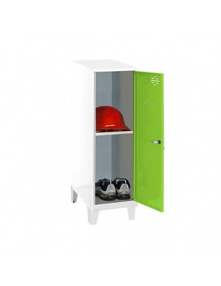 Armario Taquilla SIMON LOCKER Monobloque Mini + BAN. 915x400x500+PIES BL/VE | Taquilla metálica SimonLocker para vestuarios y of