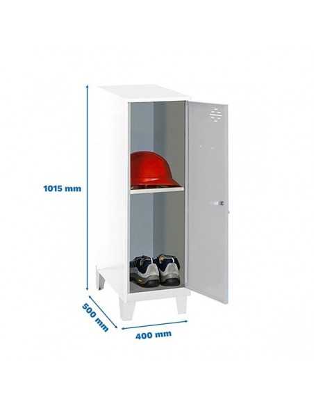 Armario Taquilla SIMON LOCKER Monobloque Mini + BAN. 915x400x500+PIES BL/GR | Taquilla metálica SimonLocker para vestuarios y of