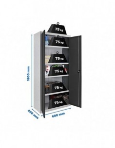 Armario Taquilla SIMON LOCKER PROF.Monobloque Multiusos 180x60x40 2/4 GR/AN | Taquilla metálica SimonLocker para vestuarios y of 2