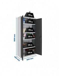 Armario Taquilla SIMON LOCKER PROF.Monobloque Multiusos 180x80x40 2/4 GR/AN | Taquilla metálica SimonLocker para vestuarios y of 2