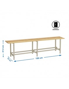 Armario Taquilla SIMON LOCKER Monobloque  WOOD BENCH 1500 | Taquilla metálica SimonLocker para vestuarios y oficinas 2