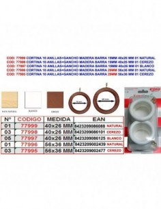 Anilla cortina EPID Natural 10 unidades 56 x 36mm | Compra