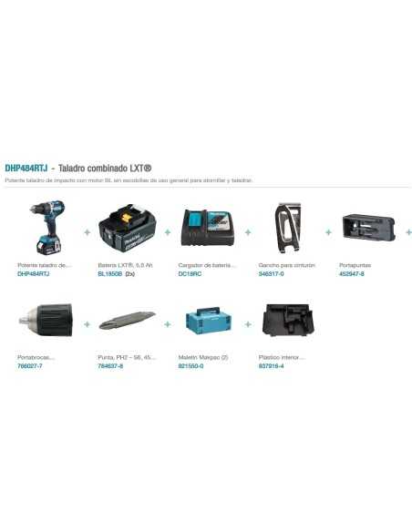 TALADRO DHP484RTJ COMBINADO 18V 5.0AH LXT BL MAKITA