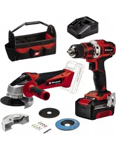 Einhell Taladro con batería TE-CD 18/40 Li + amoladora angular con batería TC-AG 18/115 Li PXC
