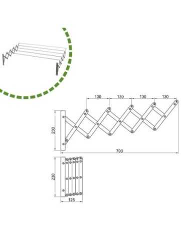Tendedero AMIG Extensible KIT 1-1200 Aluminio Inoxidable