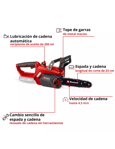 Motosierra a Batería EINHELL GE-LC 18 LI KIT