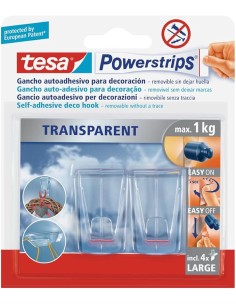 tesa® Gancho autoadhesivo para decoracion transparente