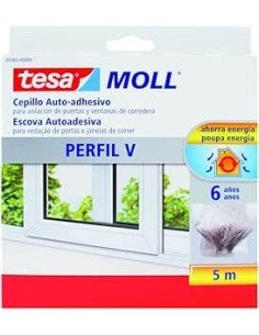 Cepillo autoadhesivo perfil V para aislamiento de puertas y