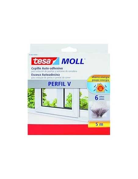 Cepillo autoadhesivo perfil V para aislamiento de puertas y