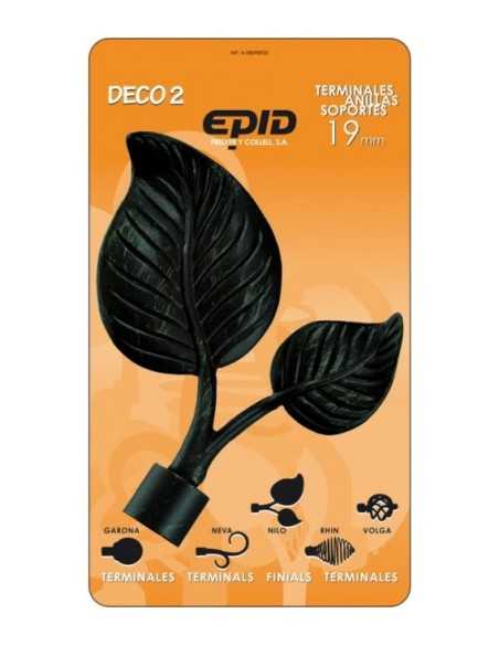 Terminal barra cortina Nilo EPID 19 mm derecho metal negro |