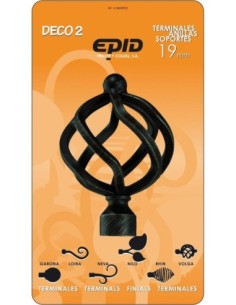 Terminal Barra Cortina Rhin EPID 19mm metal burdeos | Compra