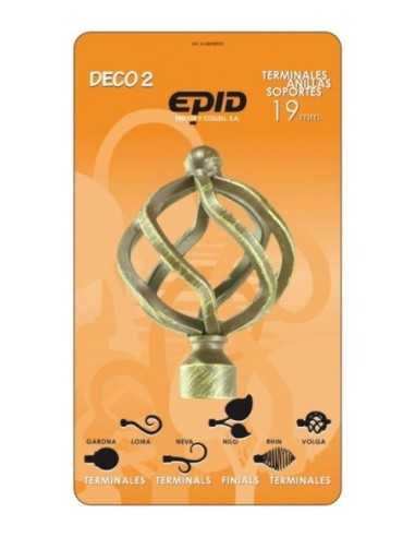 Terminal Barra Cortina Rhin EPID 19mm Metal crema | Compra