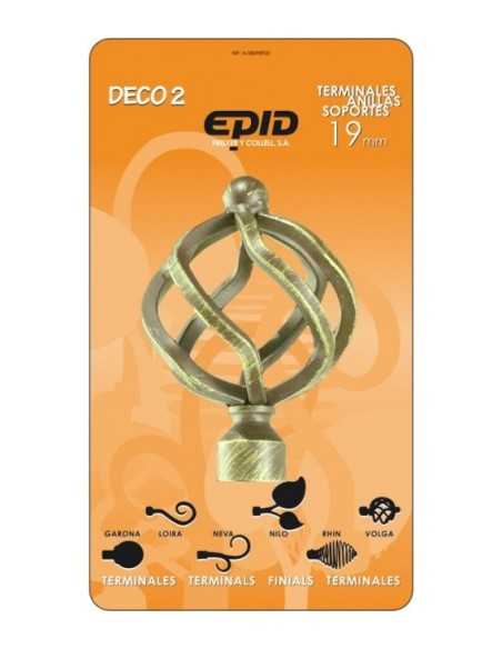 Terminal Barra Cortina Rhin EPID 19mm Metal crema | Compra