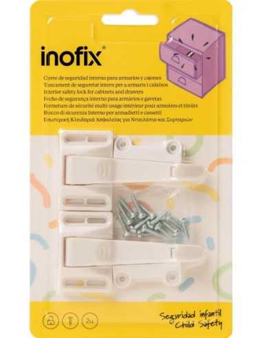 Cierre de seguridad interno para armarios y cajones INOFIX Blanco pack 2 | Recíbelo pronto