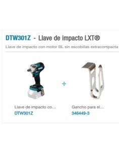 LLAVE IMPACTO DTW301Z BL 18V LXT 330NM 1/2 BOLA MAKITA 2
