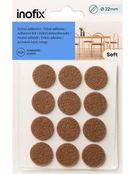 Fieltro sintético adhesivo INOFIX 12 piezas circulares de 3x22mm Marrón | Haz tu pedido