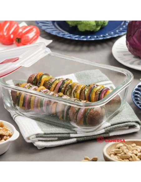 Taper Hermetico TATAY Rectangular Cristal 1.1 L Rojo |…