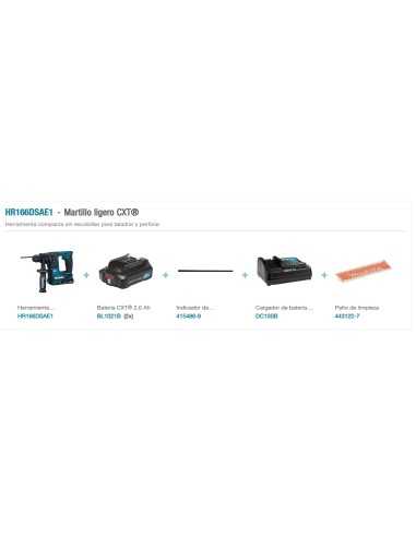 MARTILLO LIGERO HR166DSAE1 16MM 10.8V ACC KIT MAKITA