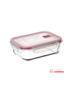 Táper Hermético TATAY Rectangular Cristal 1.5 L Rojo