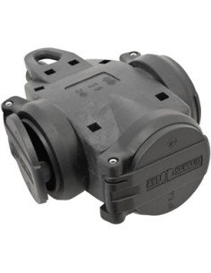 Triple schuko de goma con tapas 16A 250V negro Ref. 01471 | Cómpralo online