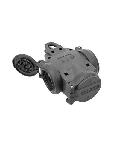 Triple schuko de goma con tapas 16A 250V negro Ref. 01471 | Cómpralo online