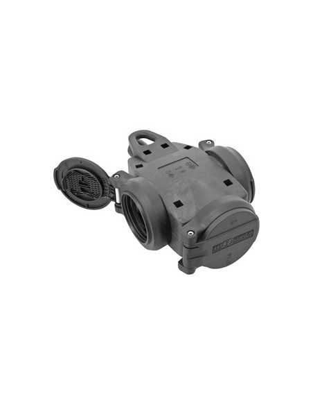 Triple schuko de goma con tapas 16A 250V negro Ref. 01471 | Cómpralo online