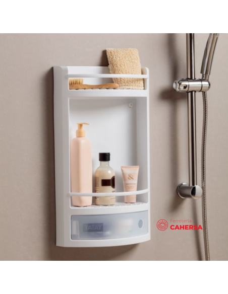 Estante de baño TATAY dos repisas cajón Blanco | Hogar TATAY