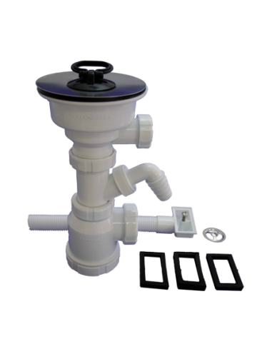 Sifón desague botella T-3ER Válvula con rebosadero y toma de…