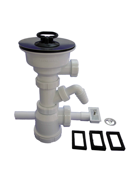 Sifón desague botella T-3ER Válvula con rebosadero y toma de…
