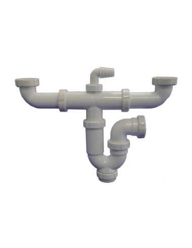 Sifón desague T-47L curvo doble tuerca loca 1 1/2 x 1…