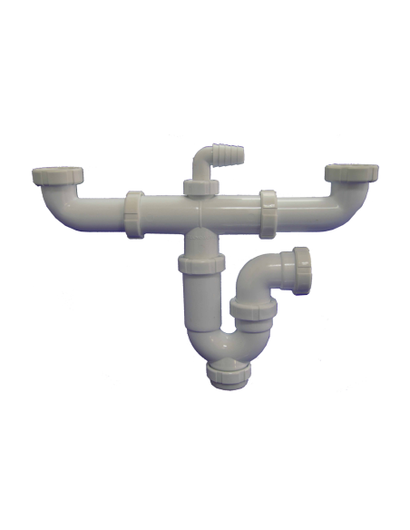 Sifón desague T-47L curvo doble tuerca loca 1 1/2 x 1…