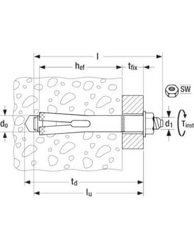 Anclaje metálico de expansión FISCHER FSL M8 x 60 D10 50 unidades