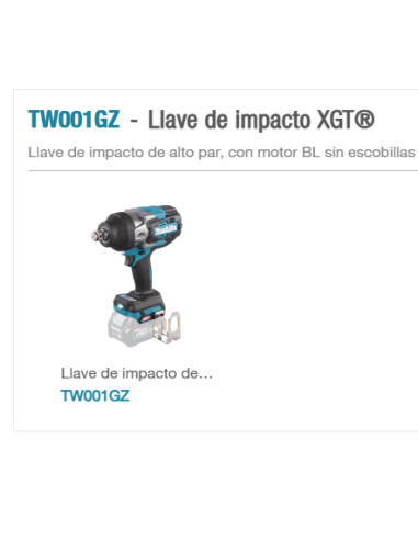 LLAVE IMPACTO TW001GZ BL 40VMAX 3/4 1.800NM MAKITA