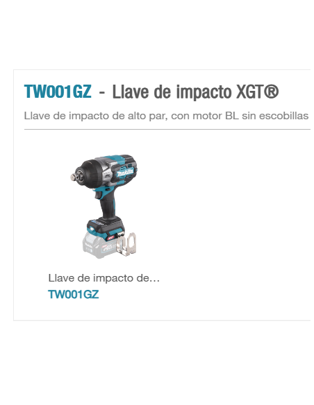 LLAVE IMPACTO TW001GZ BL 40VMAX 3/4 1.800NM MAKITA