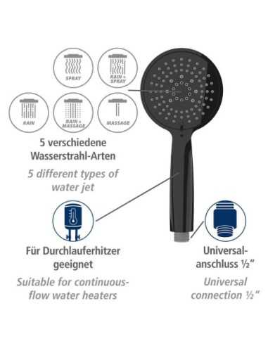 Cabezal Ducha WENKO Young 11cm Negra | Compra online