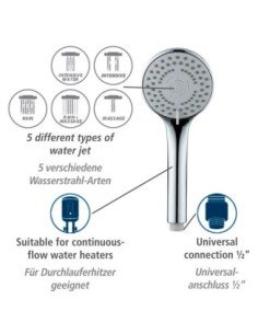 Cabezal ducha + Flexo WENKO Basic Line Inoxidable | Compra o 2