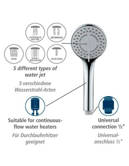 Cabezal ducha + Flexo WENKO Basic Line Inoxidable | Compra o