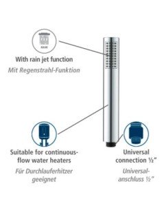 Cabezal ducha + Flexo + Soporte WENKO Basic Line Inoxidable 2